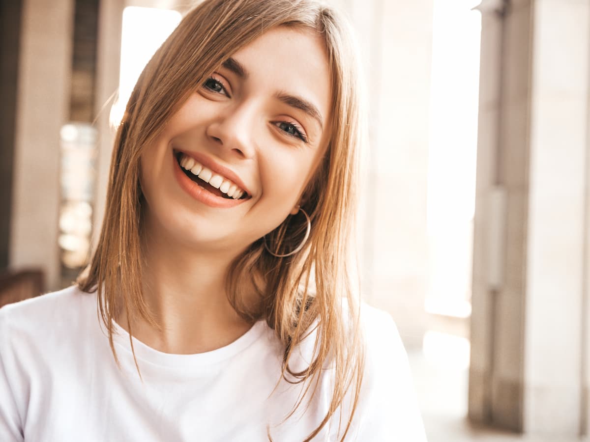 Beautiful smiling lond lady